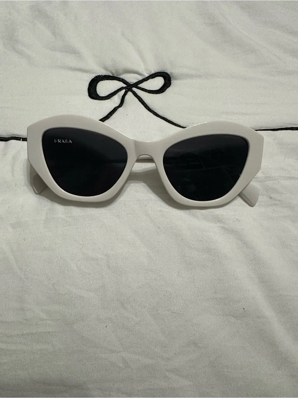 White Cat-Eye Sunglasses with Black Lenses